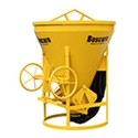 Conical concrete bucket with rubber hose and handwheel